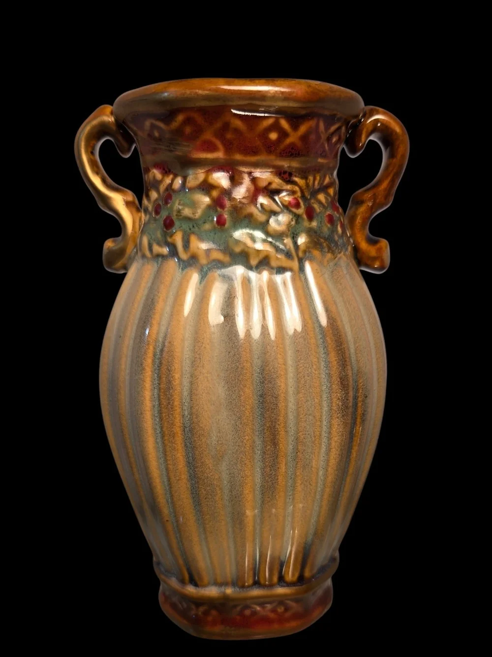Ceramic Vase, Notable for its Highly Decorative Elements & Earth Tones 5